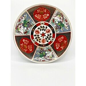 Japanese Imari Heritage Porcelain Plate 8.25” Red Blue Floral Vintage Collect